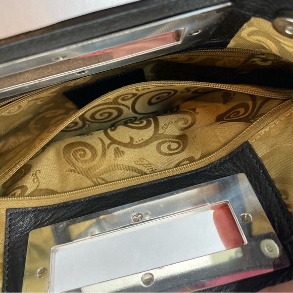 Vintage Brighton Croc Embossed Black Leather Magnetic Close Clutch - Picture 8 of 15